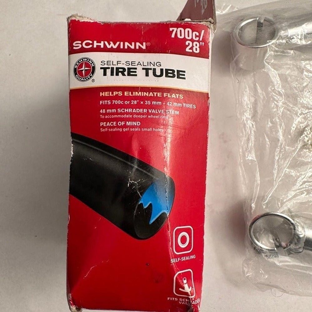 Mountain Bike Bar Ends Aluminum & Schwinn 700c 28" Self-Sealing Tire Tube New - Picture 6 of 7